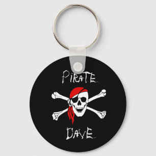 Porte-clés Crâne de pirate noir avec os croisés