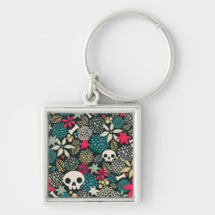 Porte-clés Crâne en fleurs