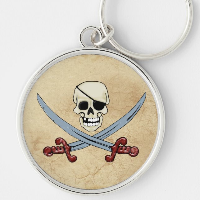 Porte-clés Crâne pirate et coupes croisées Art Déplaisant (Devant)