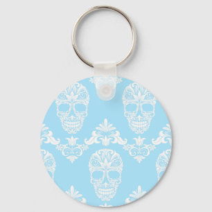 Porte-clés crâne victorien bleu