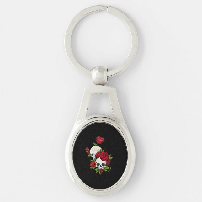 Porte-clés Crânes Roses Día de Muertos (Devant)