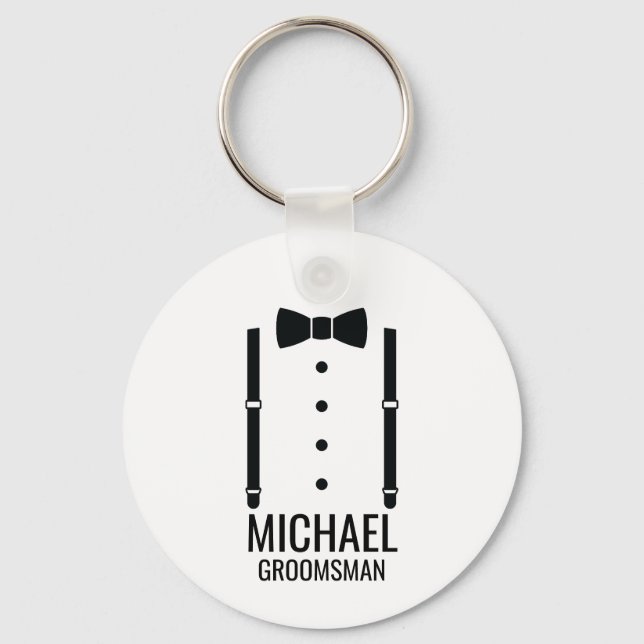 Porte-clés Cravate Mariage noir Groomsmen personnalisé (Recto)