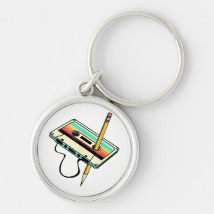 Porte-clés Crayon de ruban de cassette des années 80 Lancer r