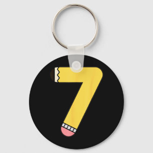 Porte-clés Crayon Numéro 7 Retour à l'école 7e Anniversaire