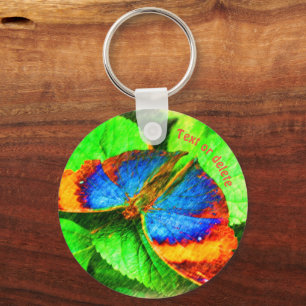 Porte-clés Crayon Papillon Bleu Art personnalisé