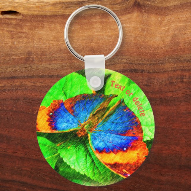 Porte-clés Crayon Papillon Bleu Art personnalisé (Recto)