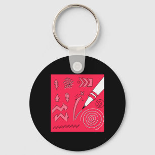 Porte-clés Crayon rouge coloré numérique Art expressif Illust