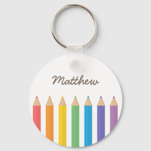 Porte-clés Crayons de coloriage arc-en-ciel colorés pour écol