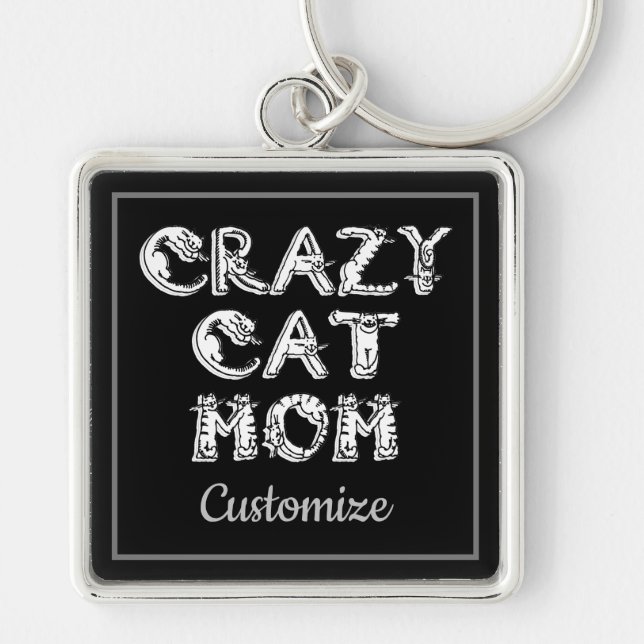 Porte-clés Crazy Cat Mom White Logo Porte - clé (Devant)
