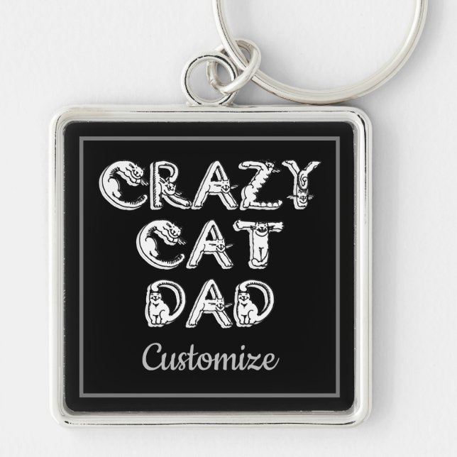 Porte-clés Crazy Cat Papa White Logo Porte - clé (Devant)