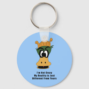 Porte-clés Crazy Green Cartoon Canard Réalité différente
