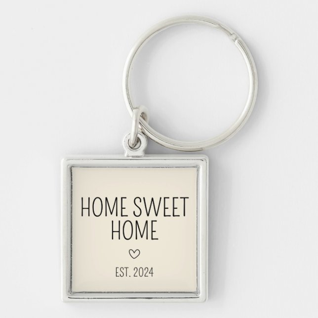 Porte-clés Cream Heart Home Sweet Home Nouveau propriétaire (Devant)