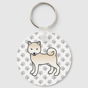 Porte-clés Cream Shiba Inu Cute Cartoon Dog & Paws