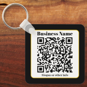 Porte-clés Create Your Own QR Code   Black White Gold Border