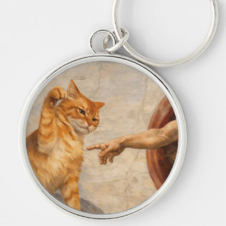 Porte-clés Création d'Adam avec le chat Sarca, une œuvre d'ar