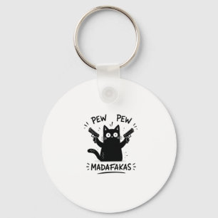 Porte-clés Création drôle de chat noir Pew Pew