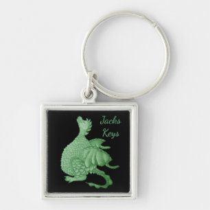 Porte-clés créature imaginaire mythique dragon vert mignon