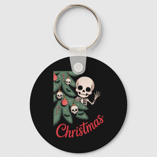Porte-clés Creepy Cute Kawaii Skeleton Christmas Tree Skull B (Recto)
