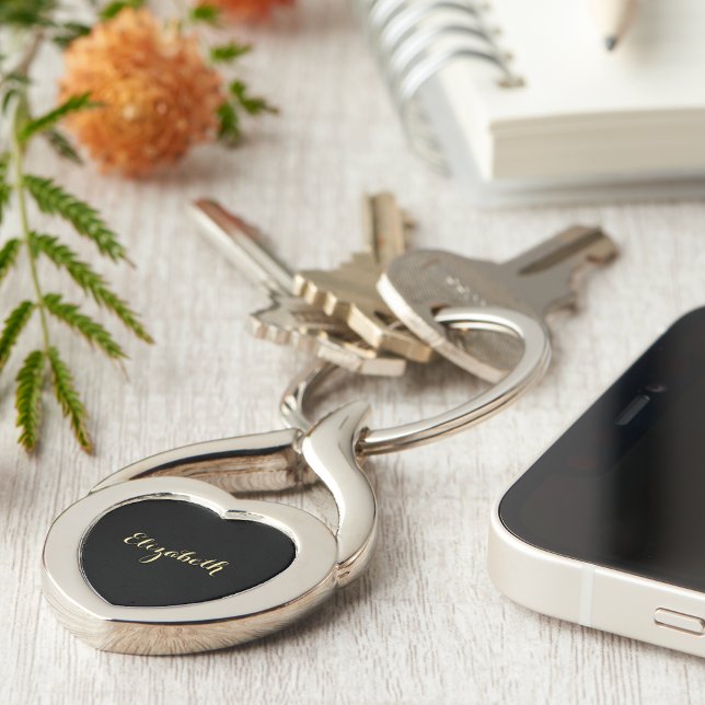 Porte-clés Créer Personnalisé Stylish Or Monogramme Anniversa (Create Custom Stylish Gold Monogram Birthday Heart Keychain)