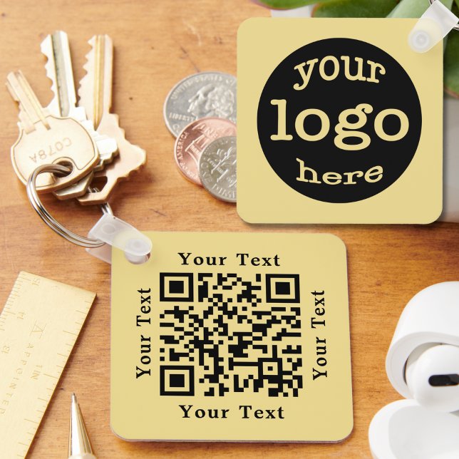 Porte-clés Créer un code QR personnalisé Entreprise Logo Gold (Create Custom QR Code Business Company Logo Gold Keychain)