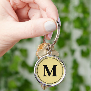 Porte-clés Créer un Porte - clé de monogramme noir or personn