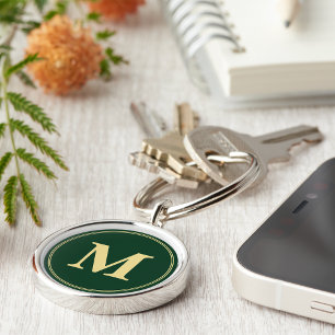 Porte-clés Créer un Porte - clé de monogramme vert personnali