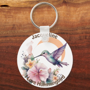 Porte-clés Créez votre propre aquarelle Hummingbird Nom perso