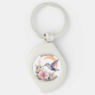 Porte-clés Créez votre propre aquarelle Hummingbird Nom perso