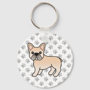 Porte-clés Crème Chien de taureau français mignonne Dessin
