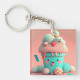 Porte-clés Crème glacée Kawaii
