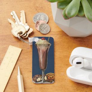 Porte-clés Crème glacée vintage secouée, crème écaillée et ce