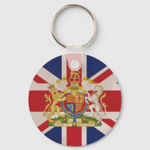 Porte-clés Crête royale sur drapeau Union Jack