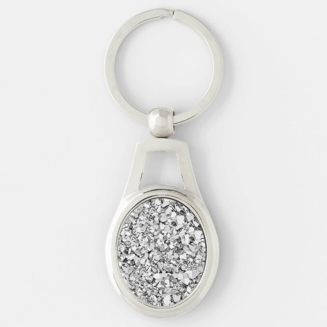 Porte-clés Cristal de Druzy - couleur d'or blanc (Devant)