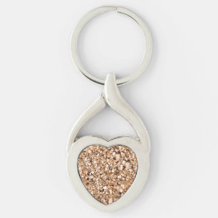 Porte-clés cristal druzy - couleur or rose