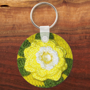 Porte-clés Crochet vert rose jaune cristal clair Imprimer sur