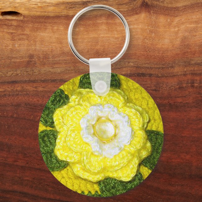 Porte-clés Crochet vert rose jaune cristal clair Imprimer sur (Recto)
