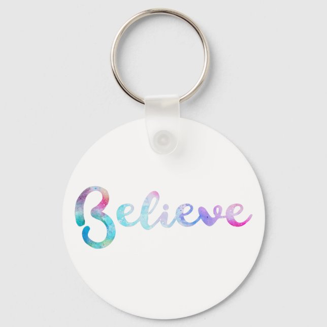 Porte-clés Croire la typographie de l'aquarelle (Recto)