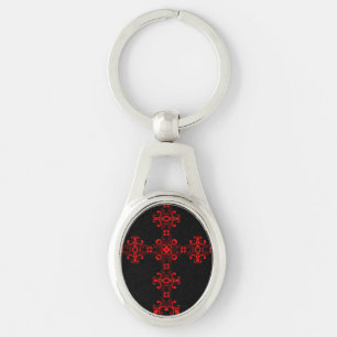 Porte-clés Croix avec ornement rouge