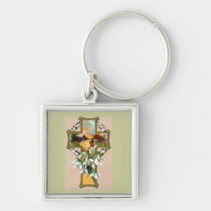 Porte-clés Croix de chrétien de coucher du soleil
