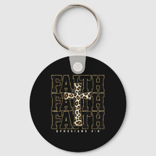 Porte-clés Croix de foi Bible léopard verset religieux chréti