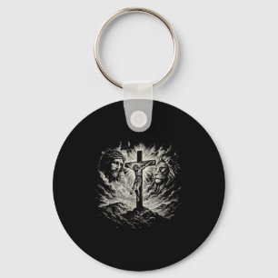 Porte-clés Croix de Jésus Vintage Style 90 Lion de Juda Chris