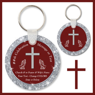 Porte-clés Croix de prières de l'église Anniversaire Souvenir