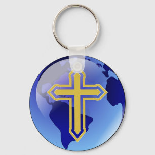 Porte-clés Croix d'or et Terre
