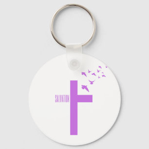 Porte-clés Croix du salut avec des colombes