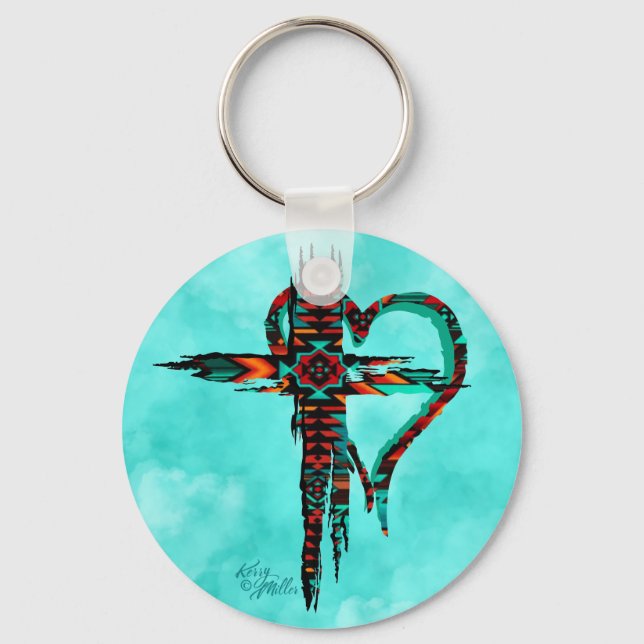 Porte-clés Croix Du Sud-Ouest Et Chaîne Clé Du Coeur (Recto)