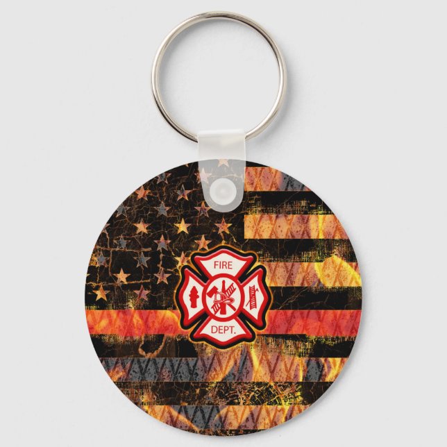 Porte-clés Croix et flammes des pompiers (Recto)