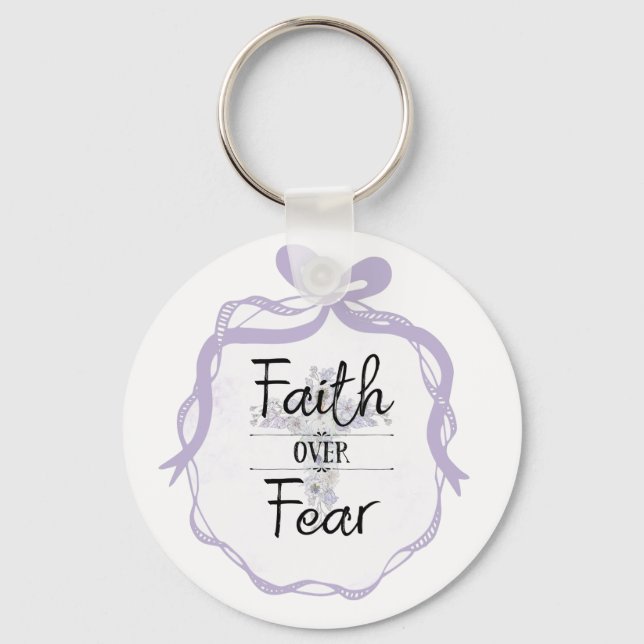 Porte-clés Croix florale avec citation chrétienne (Recto)