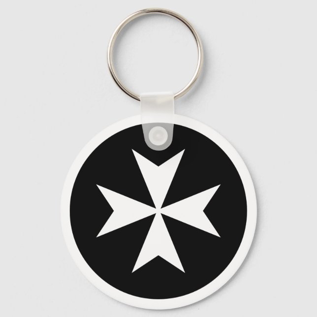 Porte-clés Croix maltaise blanche (Recto)