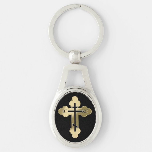 Porte-clés Croix orthodoxe chrétienne (Devant)