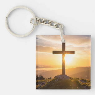 Porte-clés Croix sur une colline